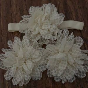Baby sandals with matching headbands